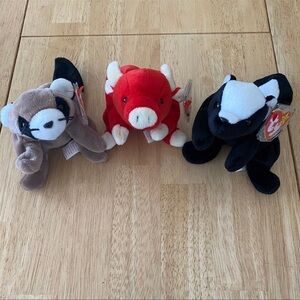 3 Retired 1995 Ty Beanie Babies